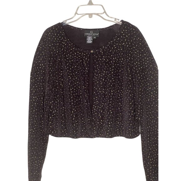 Carole Little Black Velvet Dress & Glitter Cardigan Set Size 10 Career VTG Y2K - Picture 3 of 16